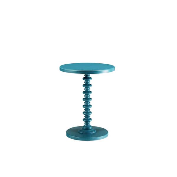 HomeRoots Amelia Teal Solid Wood Leg Side Table