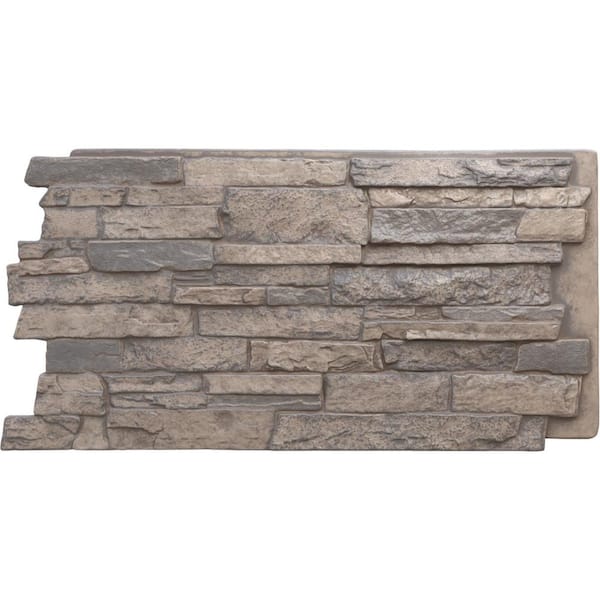 Ekena Millwork Acadia Ledge 49 in. x 1 1/4 in. Boardwalk Bay Stacked Stone, StoneWall Faux Stone Siding Panel