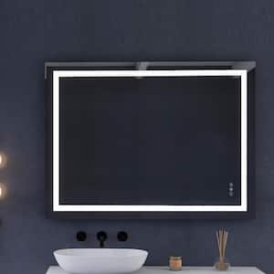 36 in. W x 48 in. H Rectangular Frameless Wall-Mounted Bathroom Vanity Mirror in Silver