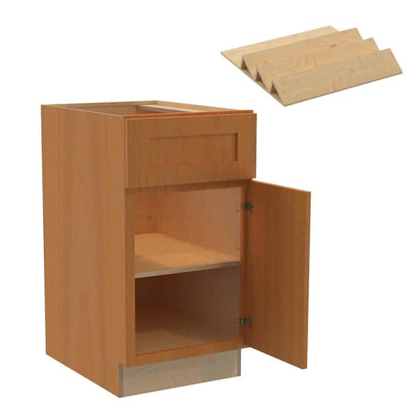 Home Decorators Collection Newport 18 in. W x 24 in. D x 34.5 in. H Assembled Plywood Base Kitchen Cabinet in Cinnamon with Spice Soft Close RH