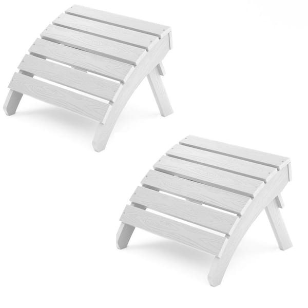 Mximu White Plastic Outdoor Folding Adirondack Ottoman (Set of 2)