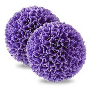 11 in. Purple Faux Boxwood Balls with Reliable Sun-Protective PE Material Mimic Leaves