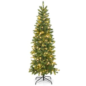 ANGELES HOME 5 ft. Green Pre-Lit LED Fir Pencil Artificial Christmas ...