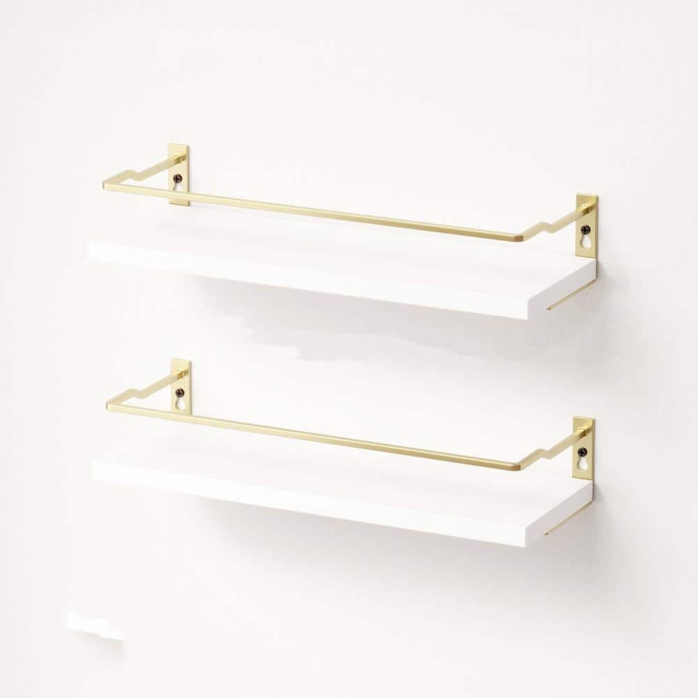 13.7 in. W x 4.7 in. D White Bathroom Floating Shelves, Decorative Wall She