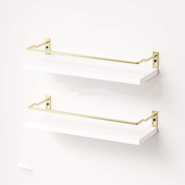 Unbranded 13.7 in. W x 4.7 in. D White Bathroom Floating Shelves, Decorative Wall Shelf (Set of 2)