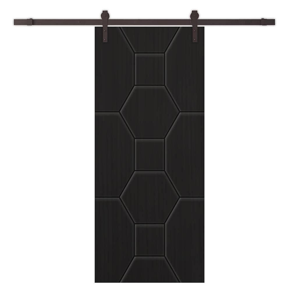24 in. x 80 in. Black Painted Composite MDF Paneled Interior Sliding Barn Door with Hardware Kit price history on PriceWatchPro