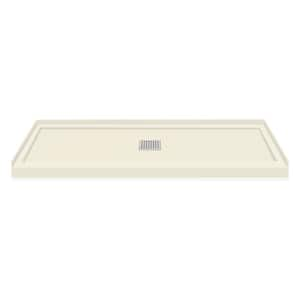 Linear 32 in. L x 60 in. W Alcove Shower Pan Base with Center Drain in Cameo