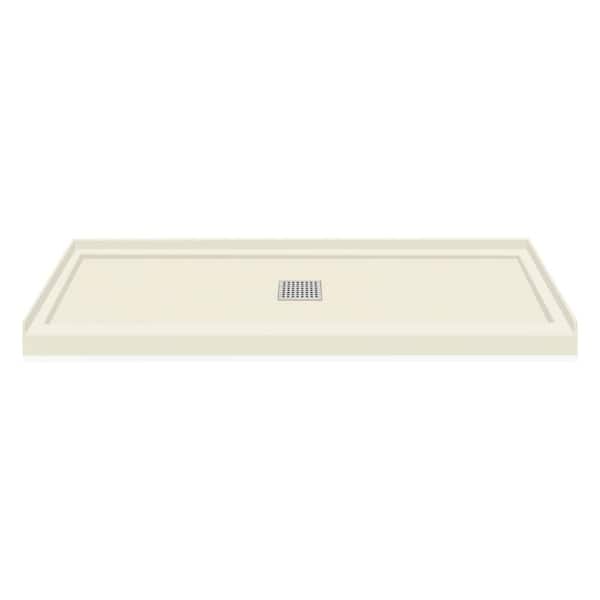 Transolid Linear 32 in. L x 60 in. W Alcove Shower Pan Base with Center Drain in Cameo