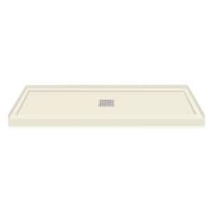 Linear 36 in. L x 60 in. W Alcove Shower Pan Base with Center Drain in Cameo