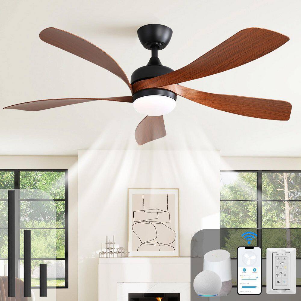 52 in. Downrod Mount Ceiling Fan with 5 Noiseless Reversible ABS Blades, Black, for Bedroom price history on PriceWatchPro