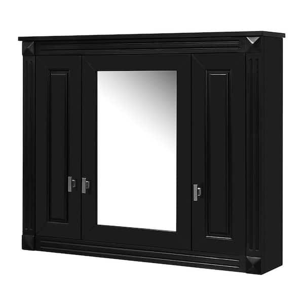 Avex Black 35 in. W x 28.74 in. H Rectangular MDF Medicine Cabinet with Mirror
