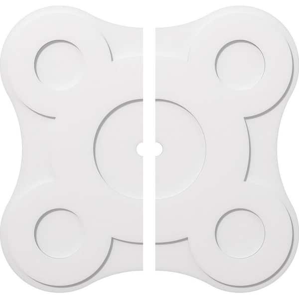 Ekena Millwork 1 in. P X 14 in. C X 40 in. OD X 2 in. ID Luna Architectural Grade PVC Contemporary Ceiling Medallion, Two Piece