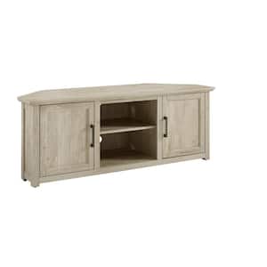 Camden Frosted Oak 58 in. Corner TV Stand Fits 60 in. TV with Cable Management