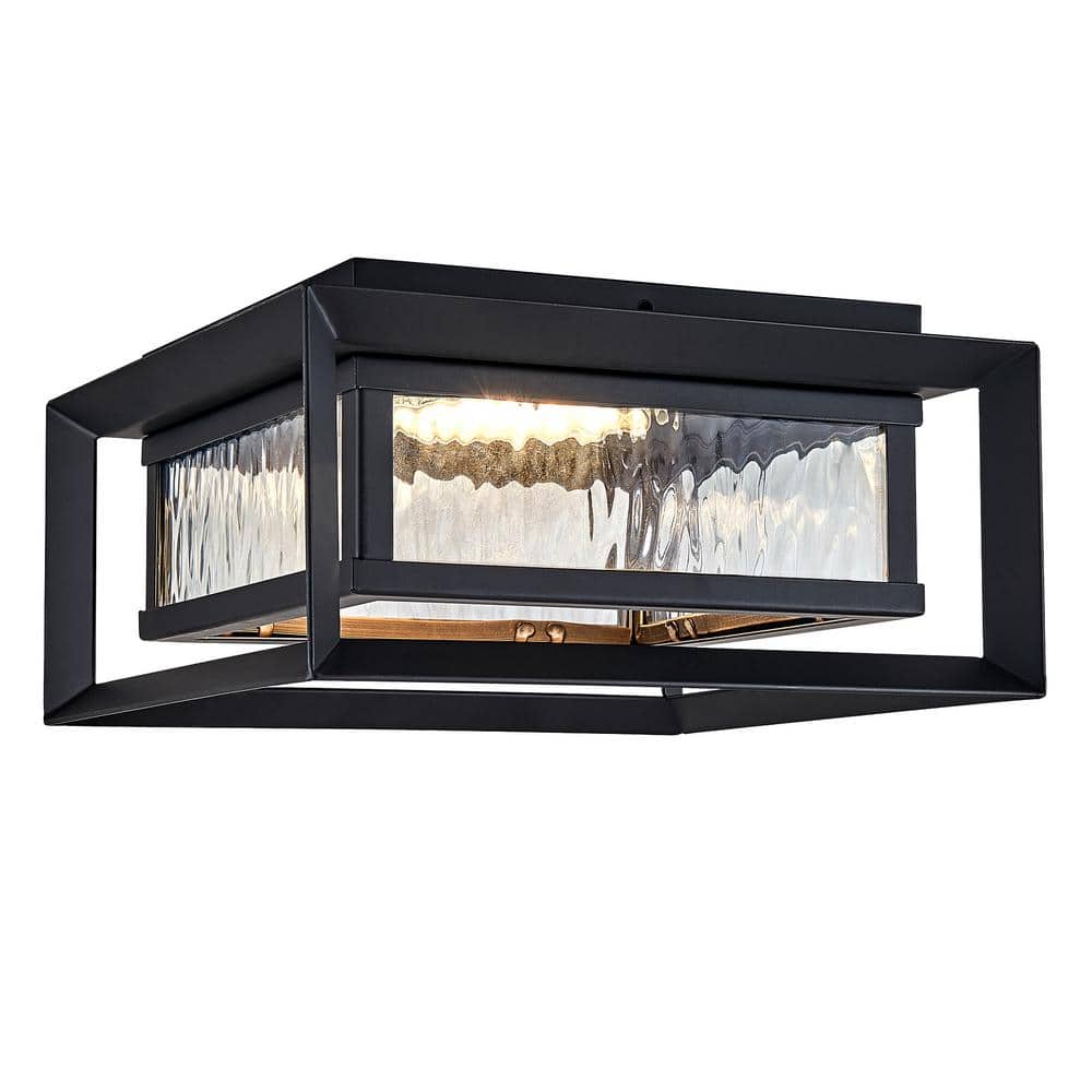 Matte Black Glass LED Outdoor Ceiling Light