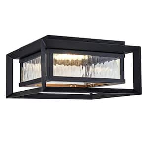 Hartbrook Matte Black with Clear Glass LED Outdoor Ceiling Light