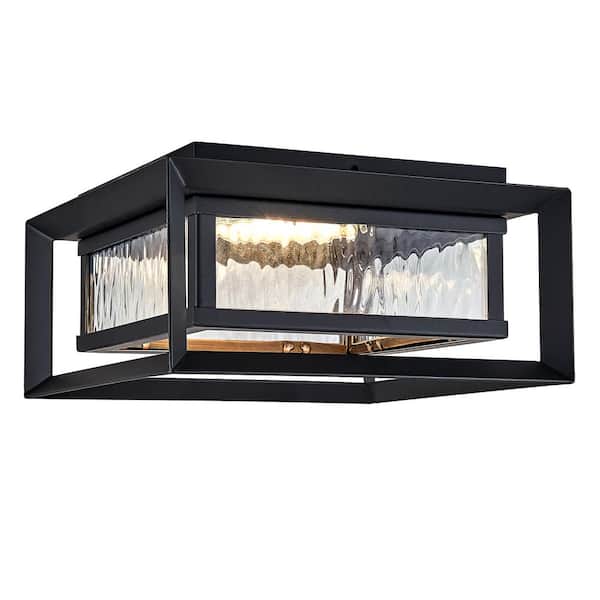 Design House Hartbrook Matte Black with Clear Glass LED Outdoor Ceiling Light