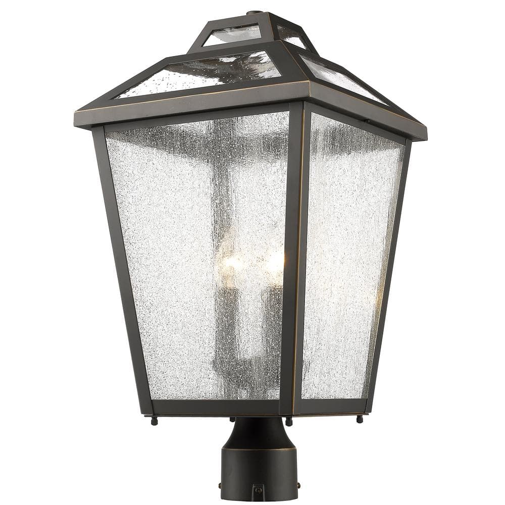 Bayland 20.5 in 3-Light Oil Bronze Aluminum Outdoor Hardwired Post Mount Li