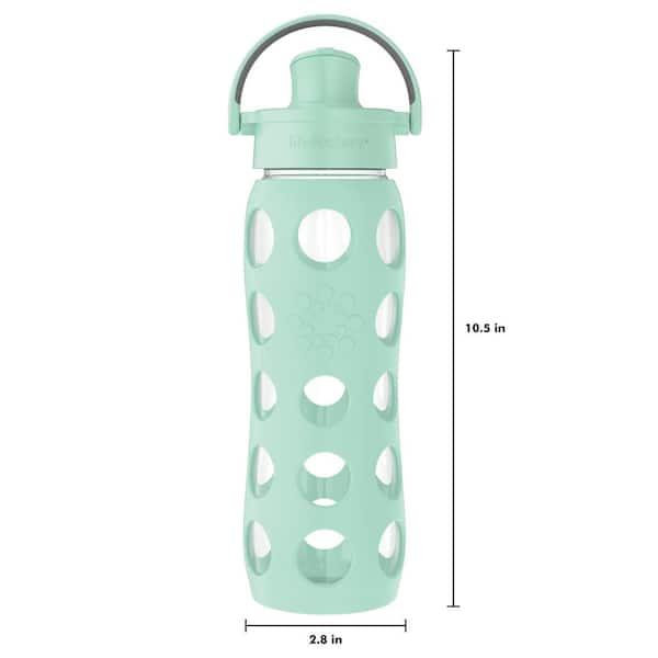 Lifefactory BPA Free 12 oz Glass Water Bottle Silicone Grip Classic Sports  Yoga