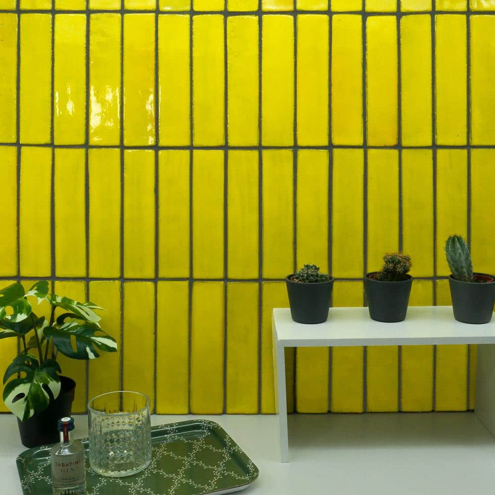 Orion 2" x 8" Yellow Glossy Ceramic Subway Tile
