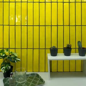 Orion Yellow 1.96 in. x 7.87 in. Glazed Terracotta Clay Subway Wall Tile (5.38 Sq. Ft./Case)