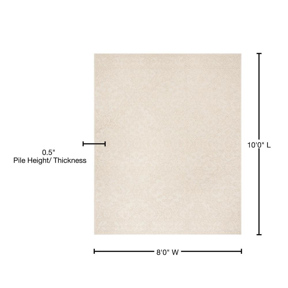 Elegant Ivory Tufted Wool 8' x 10' Handmade Area Rug