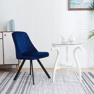 Yadira Blue Velvet Accent Chair with Diamond Stitch Pattern (Set of 2)