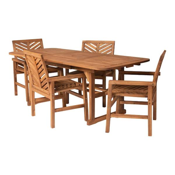 walker edison 5 piece retro modern wood dining set