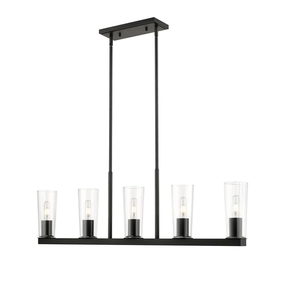 Titus 5-Light in Matte Black Linear Chandelier with no bulbs included
