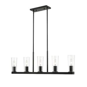 Titus 5-Light in Matte Black Linear Chandelier with no bulbs included