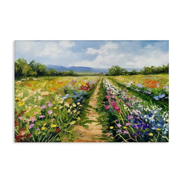 Bright Hued Wildflower Path by LSR Design Studio Unframed Nature Graphic Art Print 30 in. x 45 in.