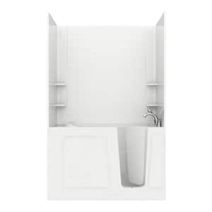 Rampart Nova Heated 5 ft. Walk-in Whirlpool Bathtub with 6 in. Tile Easy Up Adhesive Wall Surround in White