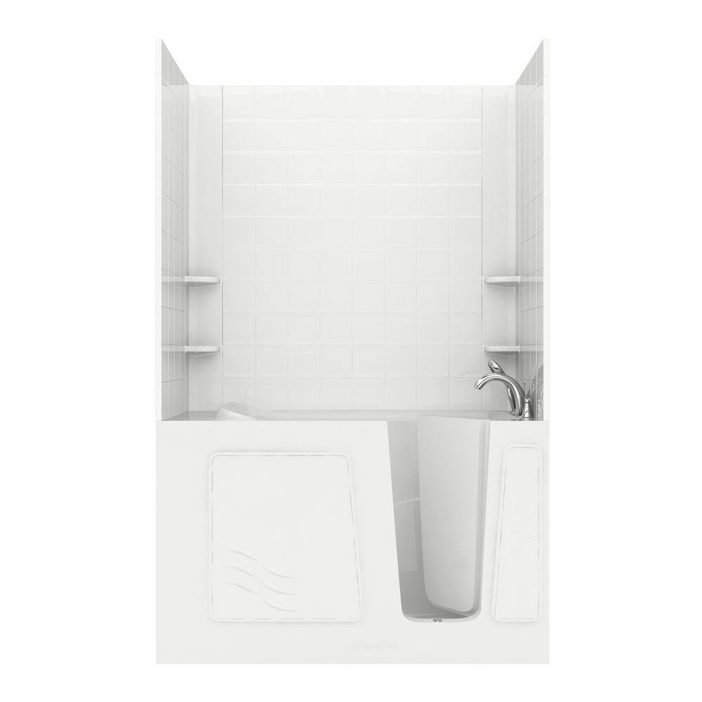 NOVA Heated Rampart 5 ft. Walk-in Non-Whirlpool Bathtub with 6 in. Tile Easy Up Adhesive Wall Surround in White price history on PriceWatchPro