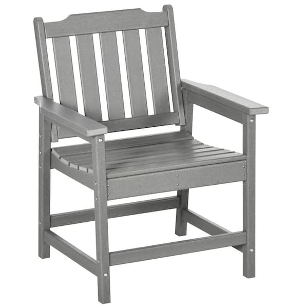 Outsunny Gray Plastic Outdoor Dining Chair (Set of 1)