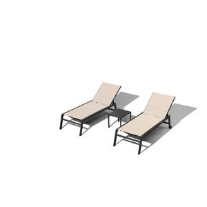 Aluminum Bronze Frame Outdoor Chaise Lounge Patio Lounge Chair with Side Table and Wheels Extra Large, Mixed White