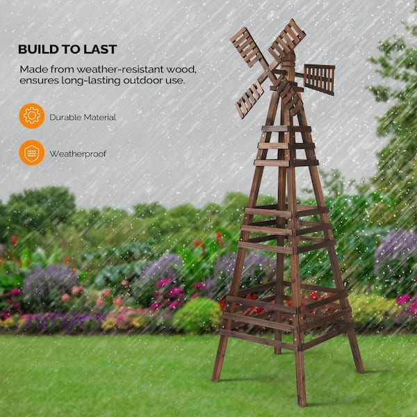 VINGLI Outdoor Yard Windmill, Wooden Wind Spinner for Garden Yard