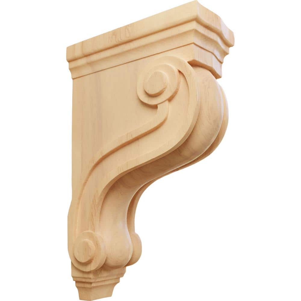 Boston Traditional Red Oak Scroll Corbel 3.88"W x 8"D x 13"H