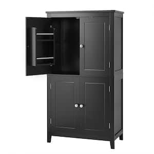 24 in. W x 12 in. D x 43 in. H Black Linen Cabinet, Elegant Bathroom Floor Storage Cabinet, Bathroom Storage Unit