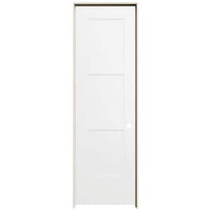 24 in. x 80 in. Birkdale White Paint Left-Hand Smooth Solid Core Molded Composite Single Prehung Interior Door