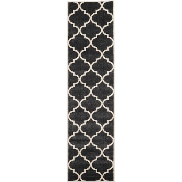 Unique Loom Trellis Austin Black 2' 7 x 10' 0 Runner Rug