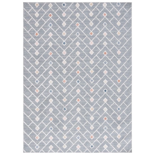 SAFAVIEH Blair Gray/Multi 4 ft. x 6 ft. Machine Washable Geometric Chevron Area Rug