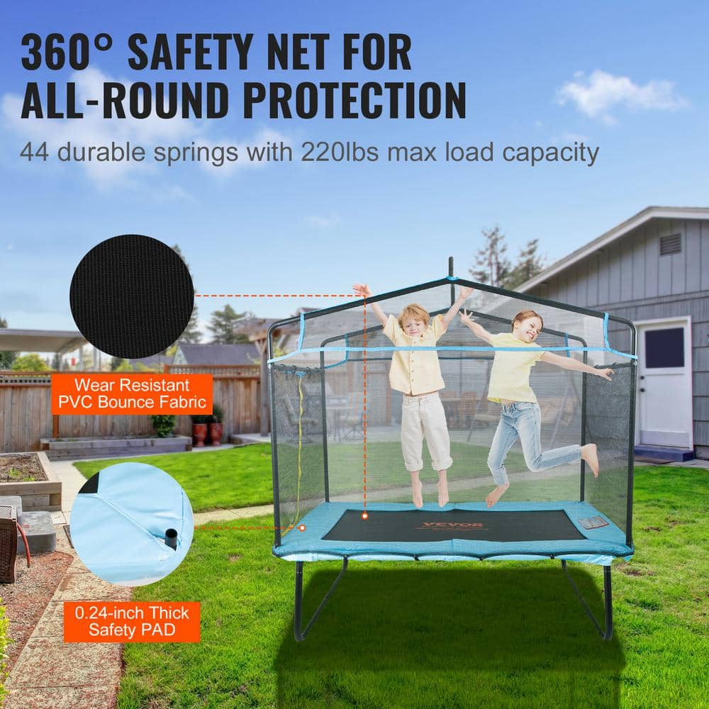 6-Foot Black Metal Kids' Trampoline with Enclosure