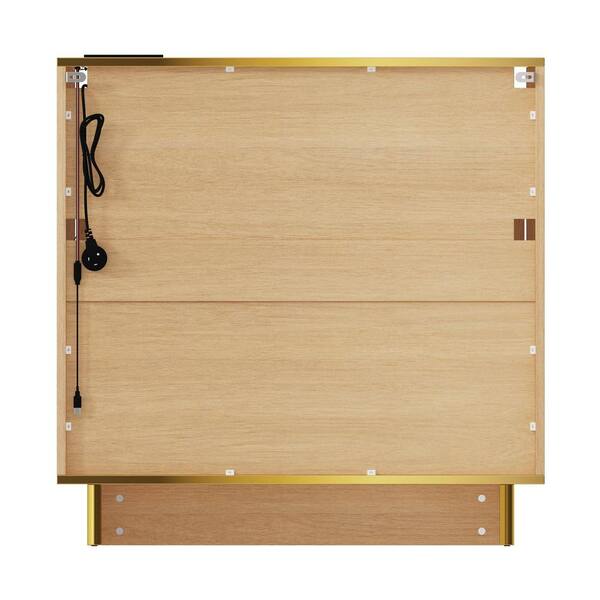 FUFU&GAGA Yellow Wood Grain 2-Drawer 27.6 in. W Bedroom Nightstand