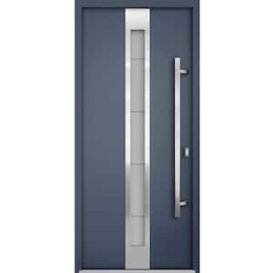 36 in. x 80 in. Left-hand/Inswing Frosted Glass Gray Graphite Steel Prehung Front Door with Hardware