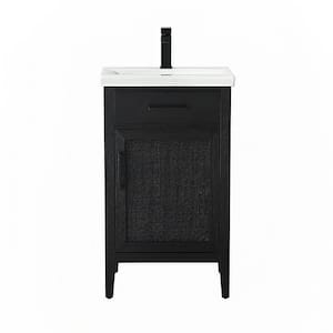 Cove 20 in. W Bath Vanity in Black Oak with Ceramic Vanity Top in White with White Sink