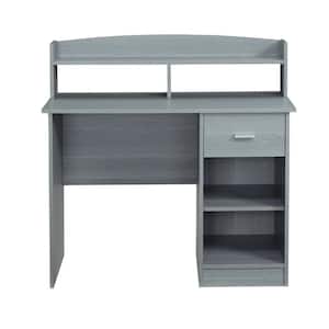 40.67 in. Rectangular Gray Wood 1-Drawer Writing Desk Computer Desk with Hutch, Shelf