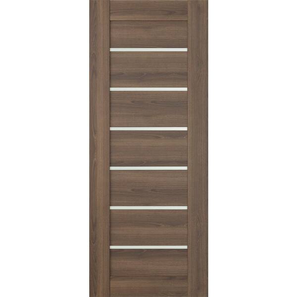 Belldinni Vona 07-02 24 in. x 80 in. No Bore 6-Lite Frosted Glass Pecan Nutwood Wood Composite Interior Door Slab