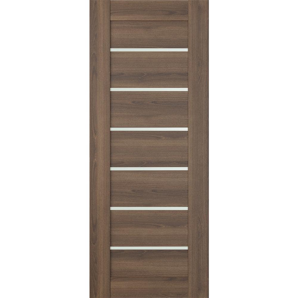 Vona 07-02 32 in. x 80 in. No Bore 6-Lite Frosted Glass Pecan Nutwood Wood Composite Interior Door Slab price history on PriceWatchPro