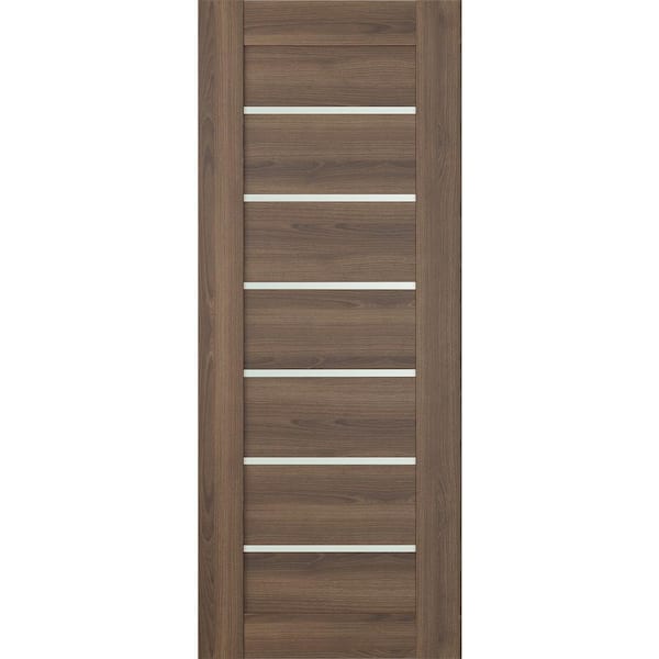 Belldinni Vona 07-02 32 in. x 96 in. No Bore 8-Lite Frosted Glass Pecan Nutwood Wood Composite Interior Door Slab