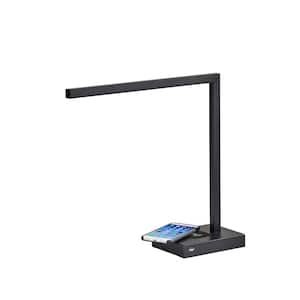 Aidan 16 in. Matte Black LED Desk Lamp with Qi Wireless Charging