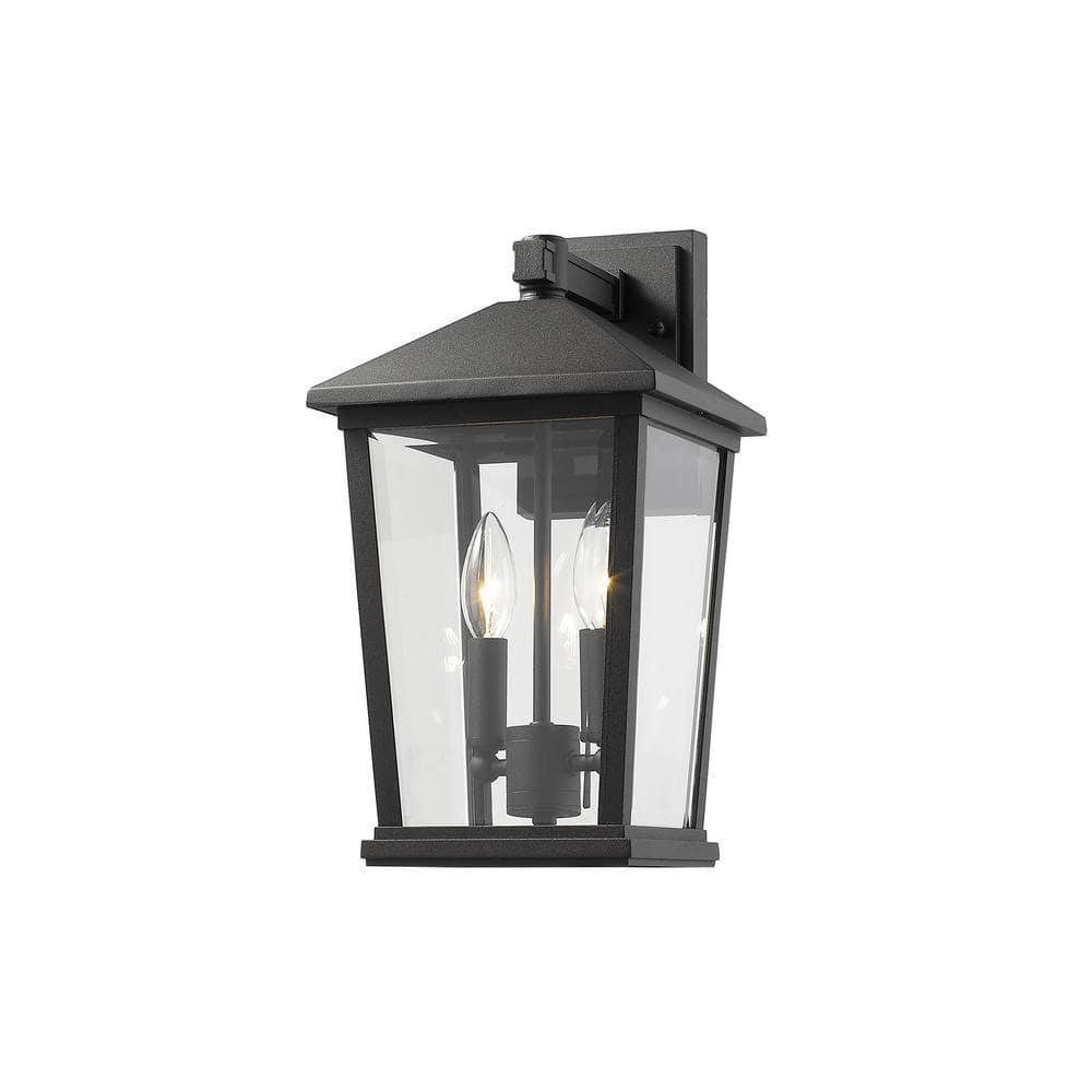 Beacon Black Outdoor Hardwired Lantern Wall Sconce with No Bulbs Included